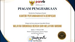 Pelayanan Publik Bersih dan Akuntabel, Kantah Denpasar Raih Predikat WBBM