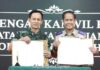 Penandatanganan Perjanjian Kerjasama Kanwil BPN Sumsel dan Kodam II/Sriwijaya